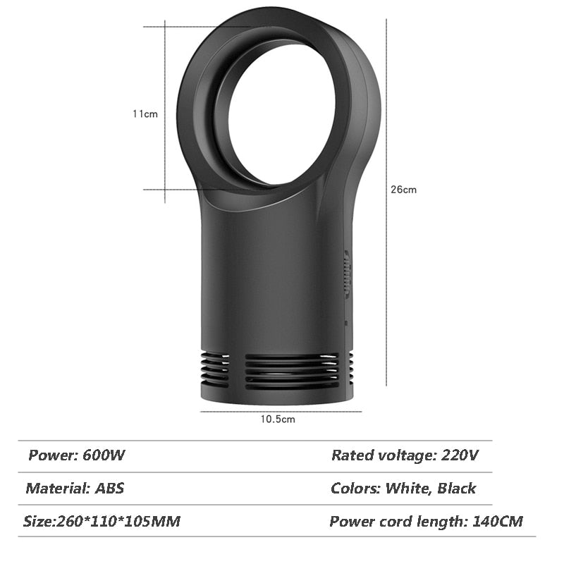 400W Handy Bladeless Heater Desktop/Table Electric Warm Fan