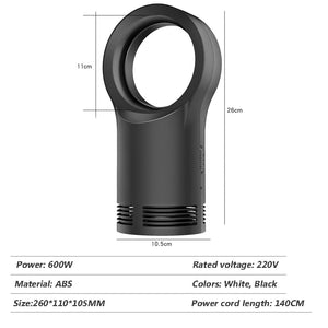 400W Handy Bladeless Heater Desktop/Table Electric Warm Fan