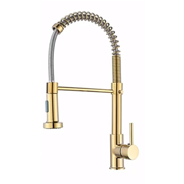 Spring Pullout Brass Matte Black Kitchen Faucet Hot Cold Water Mixer