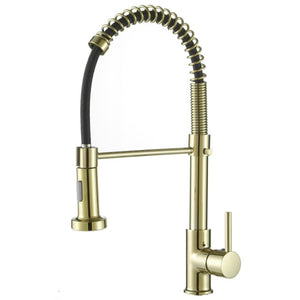 Spring Pullout Brass Matte Black Kitchen Faucet Hot Cold Water Mixer