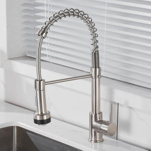 Spring Pullout Brass Matte Black Kitchen Faucet Hot Cold Water Mixer