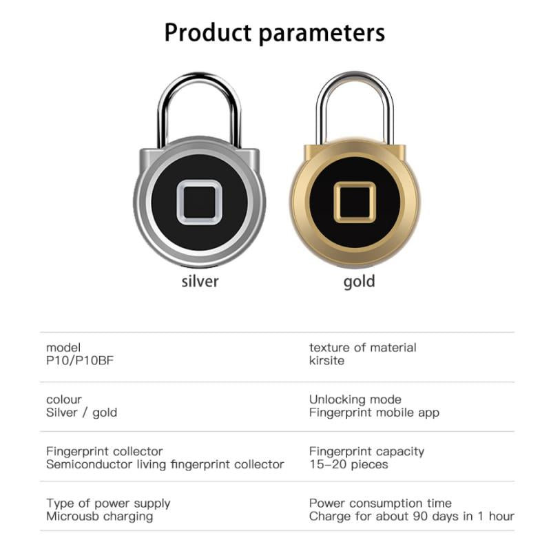 Fingerprint Padlock APP Bluetooth-compatible Waterproof Smart Lock