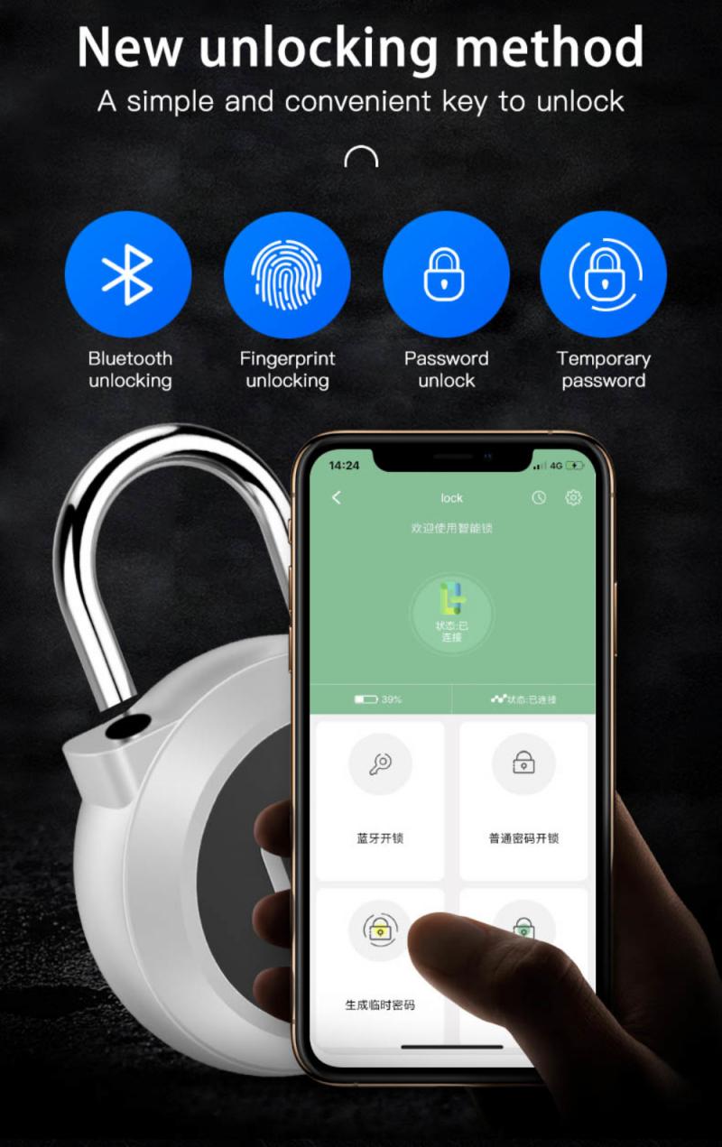 Fingerprint Padlock APP Bluetooth-compatible Waterproof Smart Lock