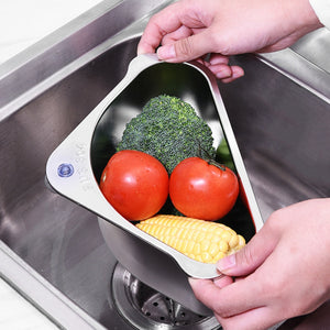 Stainless Steel Triangular Drain Basket Holder Kitchen