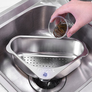 Stainless Steel Triangular Drain Basket Holder Kitchen