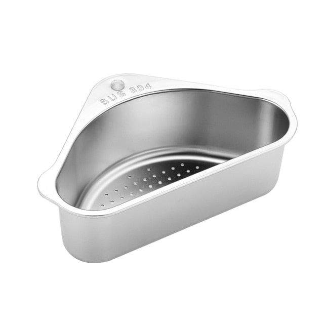 Stainless Steel Triangular Drain Basket Holder Kitchen